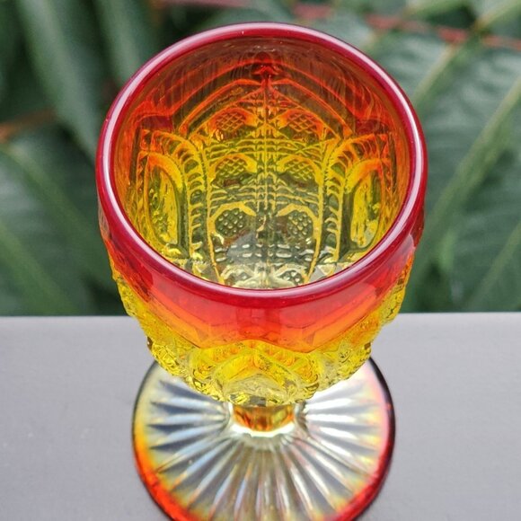 8pc Set Cadmium Amberina Cordial MCM Vintage Water Wine Glasses Rare WOW! - Picture 11 of 16